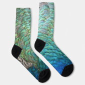 ピーコックフェザーIカラフル抽象芸術自然デザイン ソックス (右)