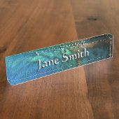 ピーコックフェザーIカラフル抽象芸術自然デザイン デスクネームプレート (側面)