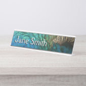 ピーコックフェザーIカラフル抽象芸術自然デザイン デスクネームプレート (正面)