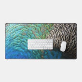ピーコックフェザーIカラフル抽象芸術自然デザイン デスクマット (キーボード&マウス)