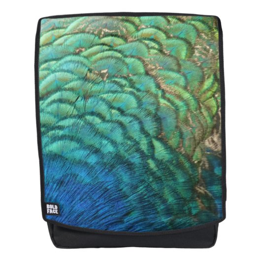 ピーコックフェザーIカラフル抽象芸術自然デザイン バックパック (正面)