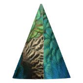 ピーコックフェザーIカラフル抽象芸術自然デザイン パーティーハット (裏面)