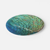 ピーコックフェザーIカラフル抽象芸術自然デザイン ペーパープレート (アングル)
