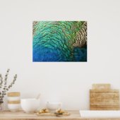 ピーコックフェザーIカラフル抽象芸術自然デザイン ポスター (キッチン)