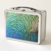 ピーコックフェザーIカラフル抽象芸術自然デザイン メタルランチボックス (正面)