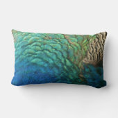 ピーコックフェザーIカラフル抽象芸術自然デザイン ランバークッション (裏面)