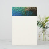 ピーコックフェザーIカラフル抽象芸術自然デザイン 便箋 (スタンド正面)