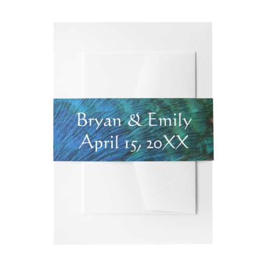 ピーコックフェザーIカラフル抽象芸術自然デザイン 招待状ベリーバンド (正面例)