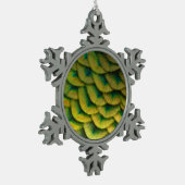 ピーコックフェザーIIカラフル自然 スノーフレークピューターオーナメント (左)