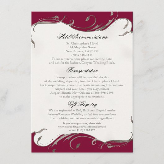 ピーコックフェザーNスワーズ – 披露宴,地図,ホテル エンクロージャーカード (正面)