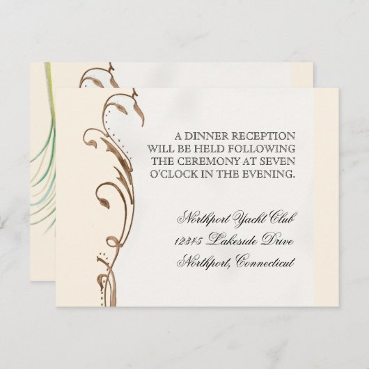 ピーコックフェザーN渦巻き旋回 – 結婚式招待状 エンクロージャーカード (正面/裏面)