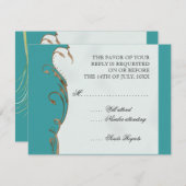 ピーコックフェザーN渦巻き旋回 – 結婚式招待状 招待状 (正面/裏面)