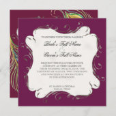 ピーコックフェザーN渦巻き旋回 – 結婚式招待状 招待状 (正面/裏面)