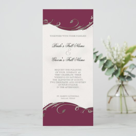 ピーコックフェザーN渦巻き旋回 – 結婚式招待状 招待状 (スタンド正面)