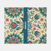 ピーコックフェストフローラカスタムパターン フリースブランケット (正面(横))