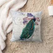 ピーコックフラワーズヴィンテージグラフィックアカラフルート クッション (ブランケット)