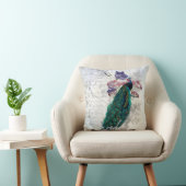 ピーコックフラワーズヴィンテージグラフィックアカラフルート クッション (椅子)