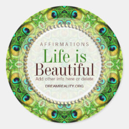 ピーコックフレッシュグリーン形状カスタム丸ステッカー ラウンドシール