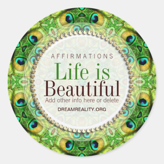 ピーコックフレッシュグリーン形状カスタム丸ステッカー ラウンドシール (正面)