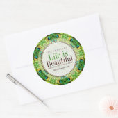 ピーコックフレッシュグリーン形状カスタム丸ステッカー ラウンドシール (封筒)