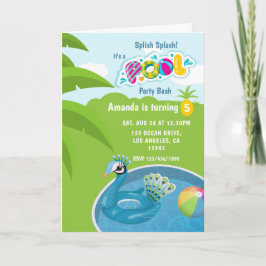 ピーコックフローティプールバースデーパーティー 招待状