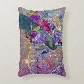 ピーコックフローラレースダイヤモンドエレガントパープルティール(緑がかった色) アクセントクッション (正面(垂直))