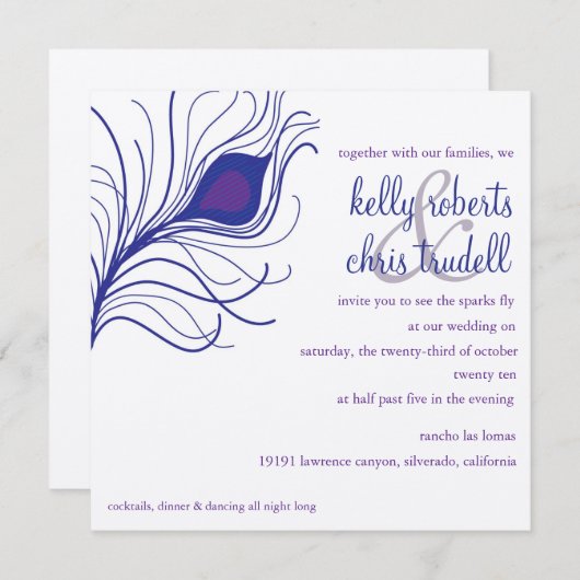 ピーコックフ結婚ェザーズ 招待状 (正面/裏面)