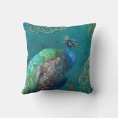 ピーコックブモダンルー色彩の鮮やかW金ゴールドグリッター クッション (裏面)