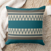 ピーコックブルーとグレイストライプズ クッション (ブランケット)