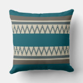 ピーコックブルーとグレイストライプズ クッション (裏面)