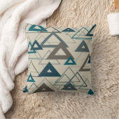 ピーコックブルーとグレーの三角形 クッション (ブランケット)