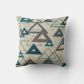 ピーコックブルーとグレーの三角形 クッション (裏面)