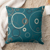 ピーコックブルーとグレーの円 クッション (ブランケット)