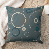 ピーコックブルーとグレーの円 クッション (ブランケット)