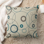 ピーコックブルーとグレーの円 クッション (ブランケット)