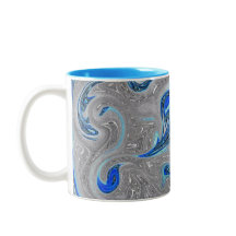 ピーコックブルーとシルバーマーリング抽象芸術