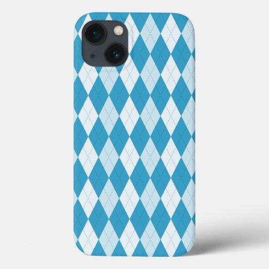 ピーコックブルーのアーガイル柄スモールダイヤモンド型 Case-Mate iPhoneケース (裏面)