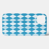 ピーコックブルーのアーガイル柄スモールダイヤモンド型 Case-Mate iPhoneケース (裏面 (横))