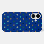 ピーコックブルーの水玉ハート Case-Mate iPhoneケース (裏面 (横))