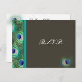 ピーコックブルーウェディングrsvpカード インビテーションポストカード (正面/裏面)