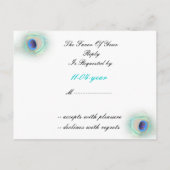 ピーコックブルーウェディングrsvpカード インビテーションポストカード (裏面)