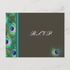 ピーコックブルーウェディングrsvpカード インビテーションポストカード