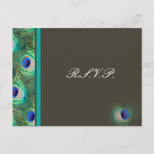 ピーコックブルーウェディングrsvpカード インビテーションポストカード (正面)