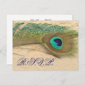 ピーコックブルーウェディングrsvpカード インビテーションポストカード (正面/裏面)