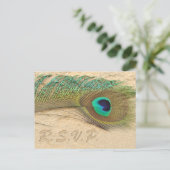 ピーコックブルーウェディングrsvpカード インビテーションポストカード (スタンド正面)