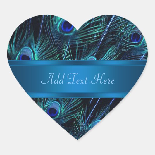ピーコックブルーエレガントピーコックステッカー ハートシール (正面)