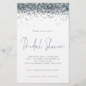 ピーコックブルーグリッターバジェットブライダルシャワー招待状 (正面)