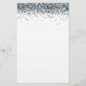 ピーコックブルーグリッターバジェットブライダルシャワー招待状 (裏面)