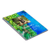 ピーコックブルーグリーンフェザーのテクスチャ夏の写真 ノートブック (右側)