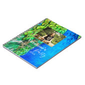 ピーコックブルーグリーンフェザーのテクスチャ夏の写真 ノートブック (左側)